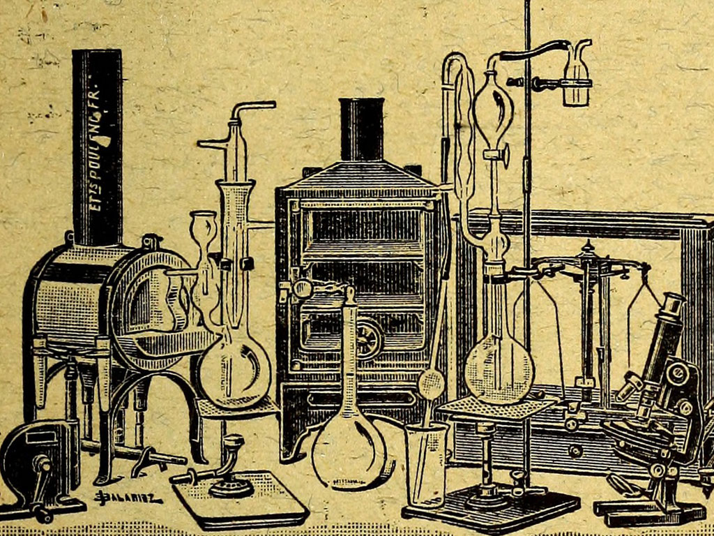 drawing of chemistry tools representing the industrial process field of specialisation